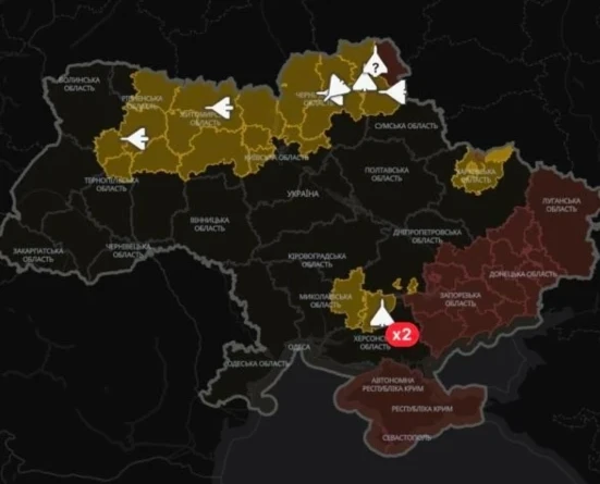 У застосунку «Повітряна тривога» є карта руху російських дронів і ракет