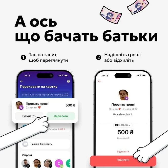 Діти можуть просити гроші у батьків через Monobank. Нова функція доступна в мобільному додатку