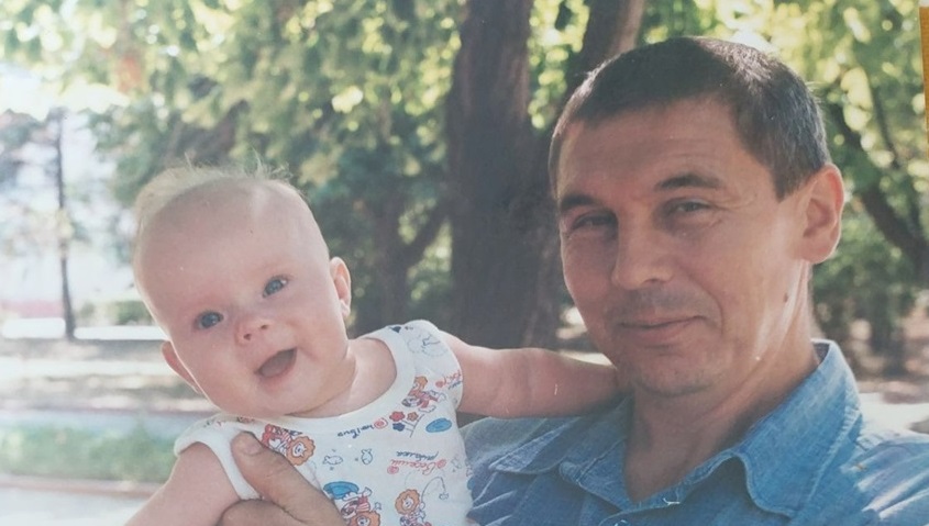 Олександр Осадчий із сином, 30 років тому