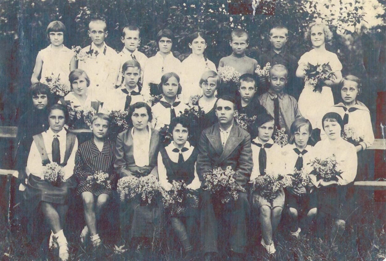 Учні та учителі школи залізничників (довоєнна світлина)