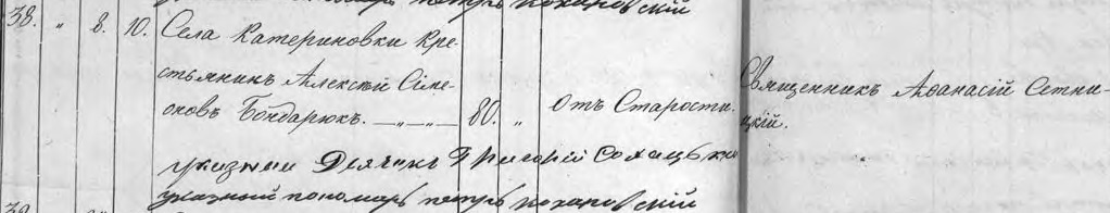 Метричний запис про смерть прадіда, 1849 рік. Джерело: ДАОО