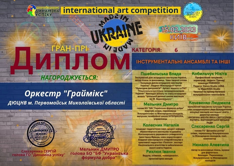 Диплом Міжнародного конкурсу Made in Ukraine