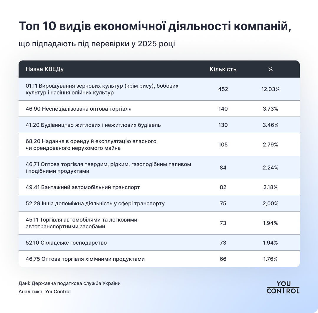 Сфери бізнесу, які ДПС планує перевіряти у 2025-му
