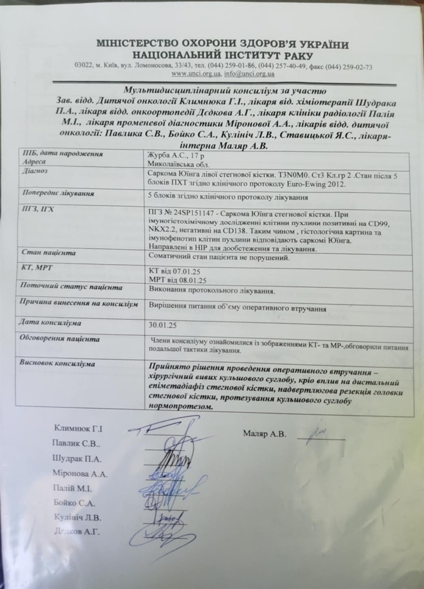 Діагноз Ангеліни Журби