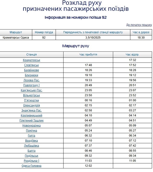 Які потяги курсують через Первомайськ. Зверніть увагу на зміни в розкладі